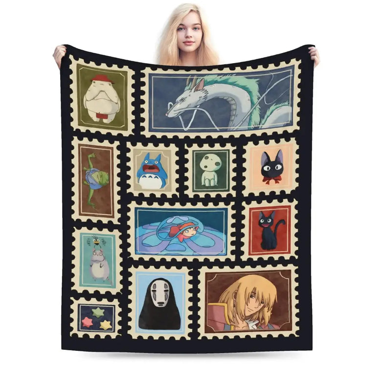 Studio Ghibli Anime Blanket Soft Funny Throw Blanket Cozy Lightweight Plush Portable Cover Blanket For Sofa,Warm Gift For Birthday,Christmas,Multiple Blanket
