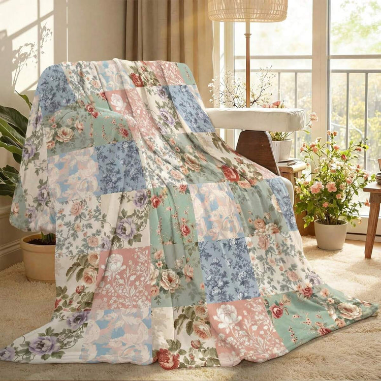 Bohemian Style Pastel Floral Pattern Blanket, Ultra Soft Blanket, Suitable For Sofa And Bed, Holiday Theme Cozy Blanket, Spring And Summer Warm Gift