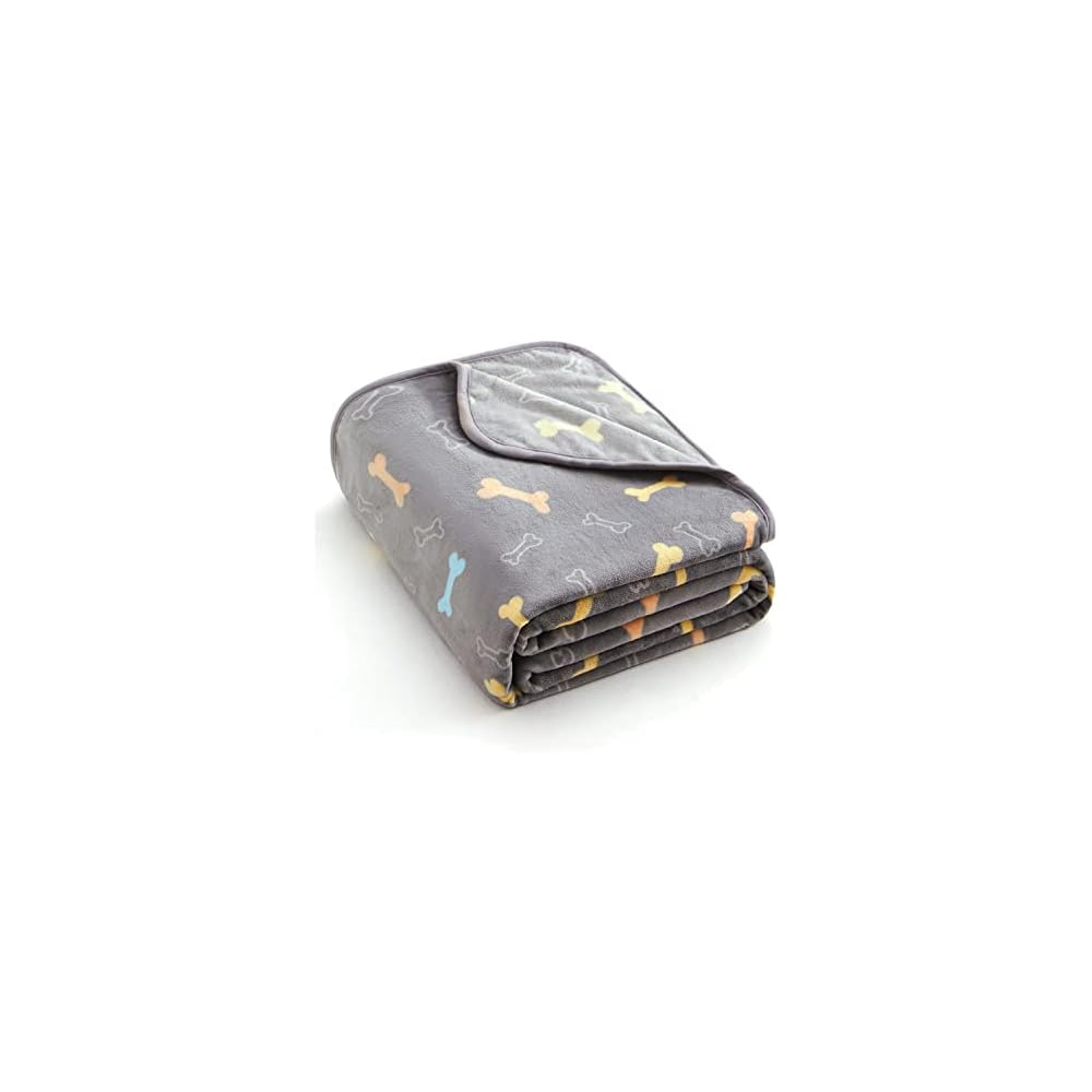 Super Soft and Premium Fuzzy Flannel Fleece Pet Dog Blanket, The Cute Print Design Washable Fluffy Blanket for Puppy Cat Kitten Indoor Outdoor, Grey, 32 x 24 Inches