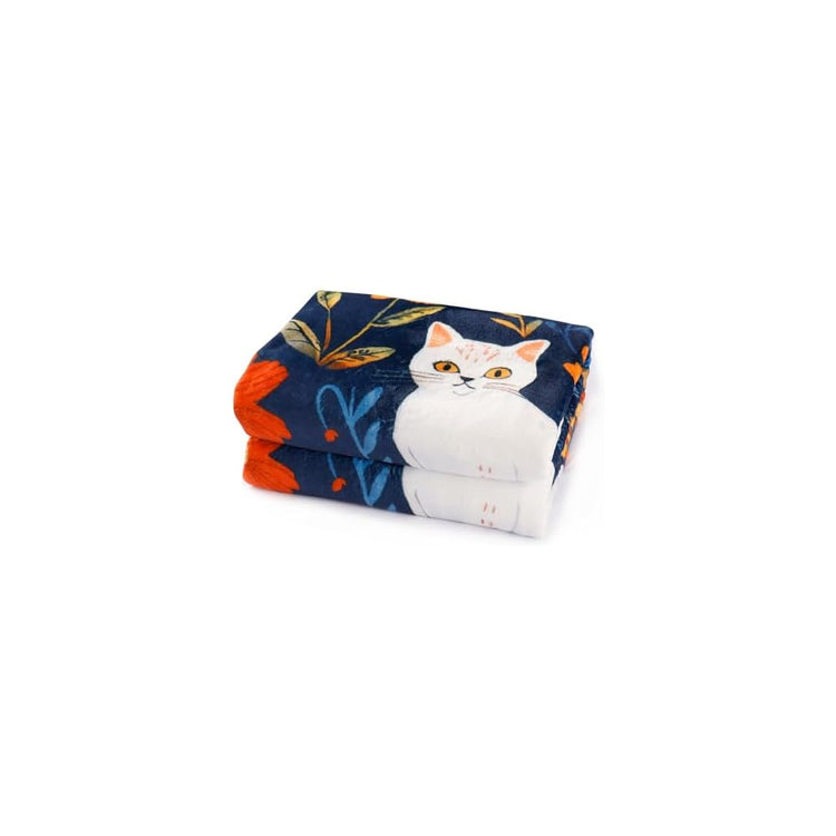 Cute Cat Throw Blanket Colorful Floral Wildflower Bed Blanket Flower Cat Print Blankets for Cat Lovers Super Soft Flannel Fleece Throw Blanket for Bed Couch 50” x 60”