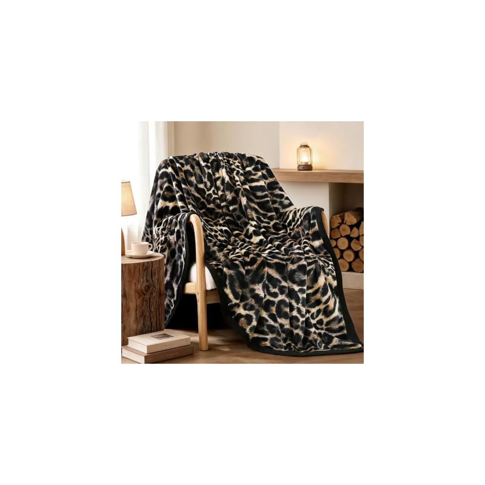 Fuzzy Flannel Throw Blanket for Sofa, Couch, Bed, Black and White Zebra Print Blanket Animal - Lightweight Double Sided Cozy Super Soft Blankets, 50" x 60" inches