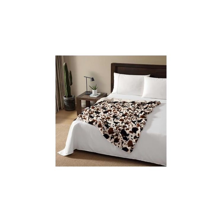 Reversible Faux Fur Throw Blanket for Couch or Bed, 50 x 70