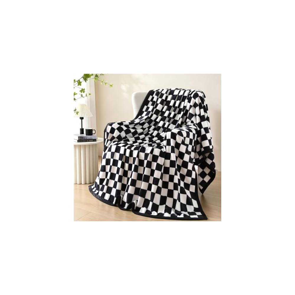 Fuzzy Flannel Throw Blanket for Sofa, Couch, Bed, Black and White Zebra Print Blanket Animal - Lightweight Double Sided Cozy Super Soft Blankets, 50" x 60" inches