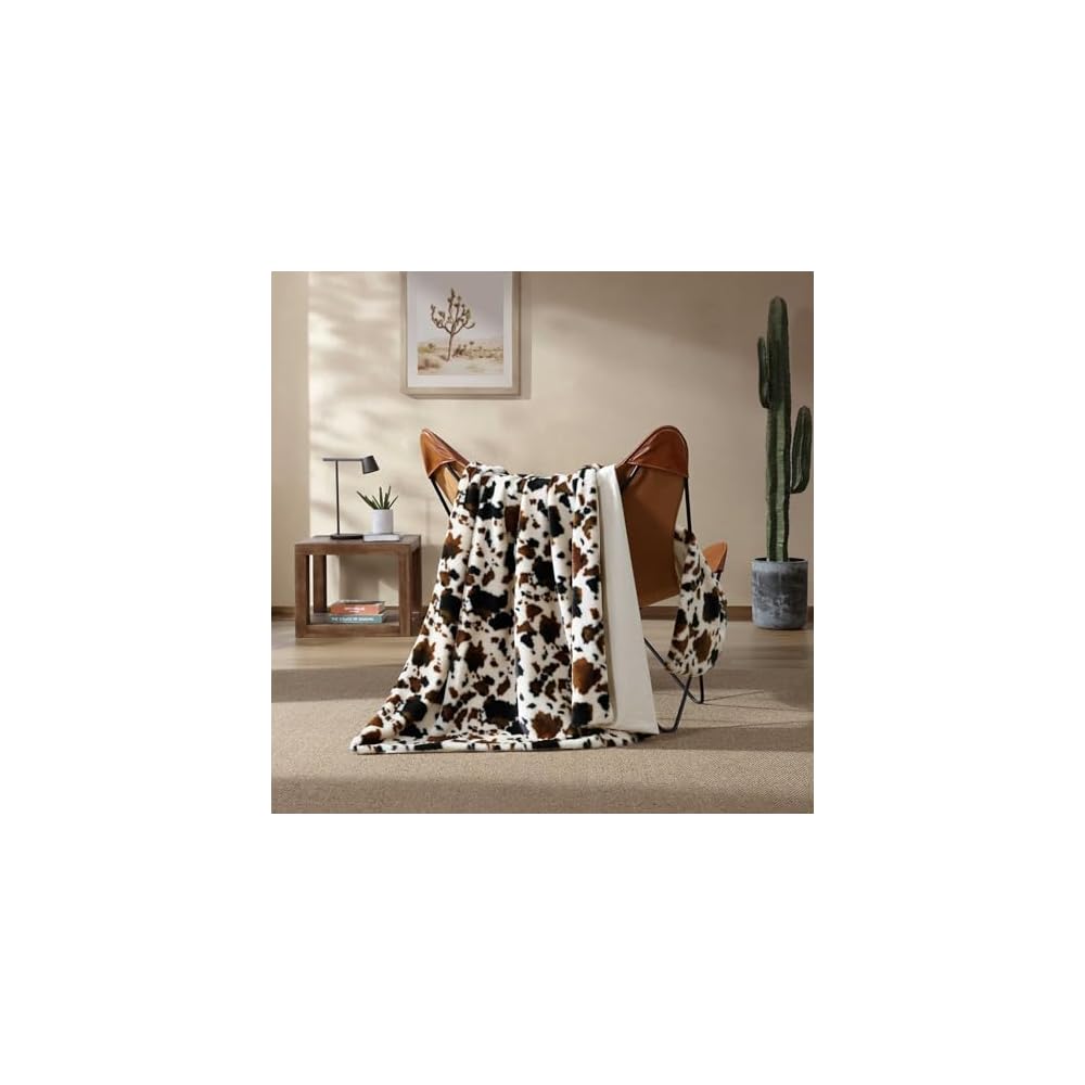 Reversible Faux Fur Throw Blanket for Couch or Bed, 50 x 70