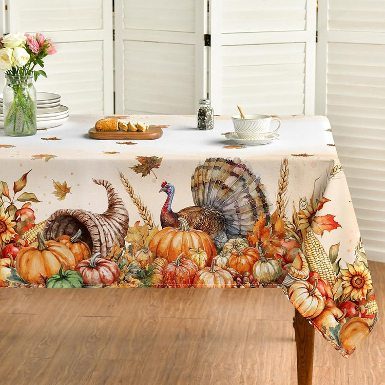 Thanksgiving Tablecloth 60×84 Inch Rectangular, Holiday Decor